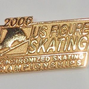 2006 US Figure Skating Synchronized Championships 1 1/4" Gold Tone Metal Pinback